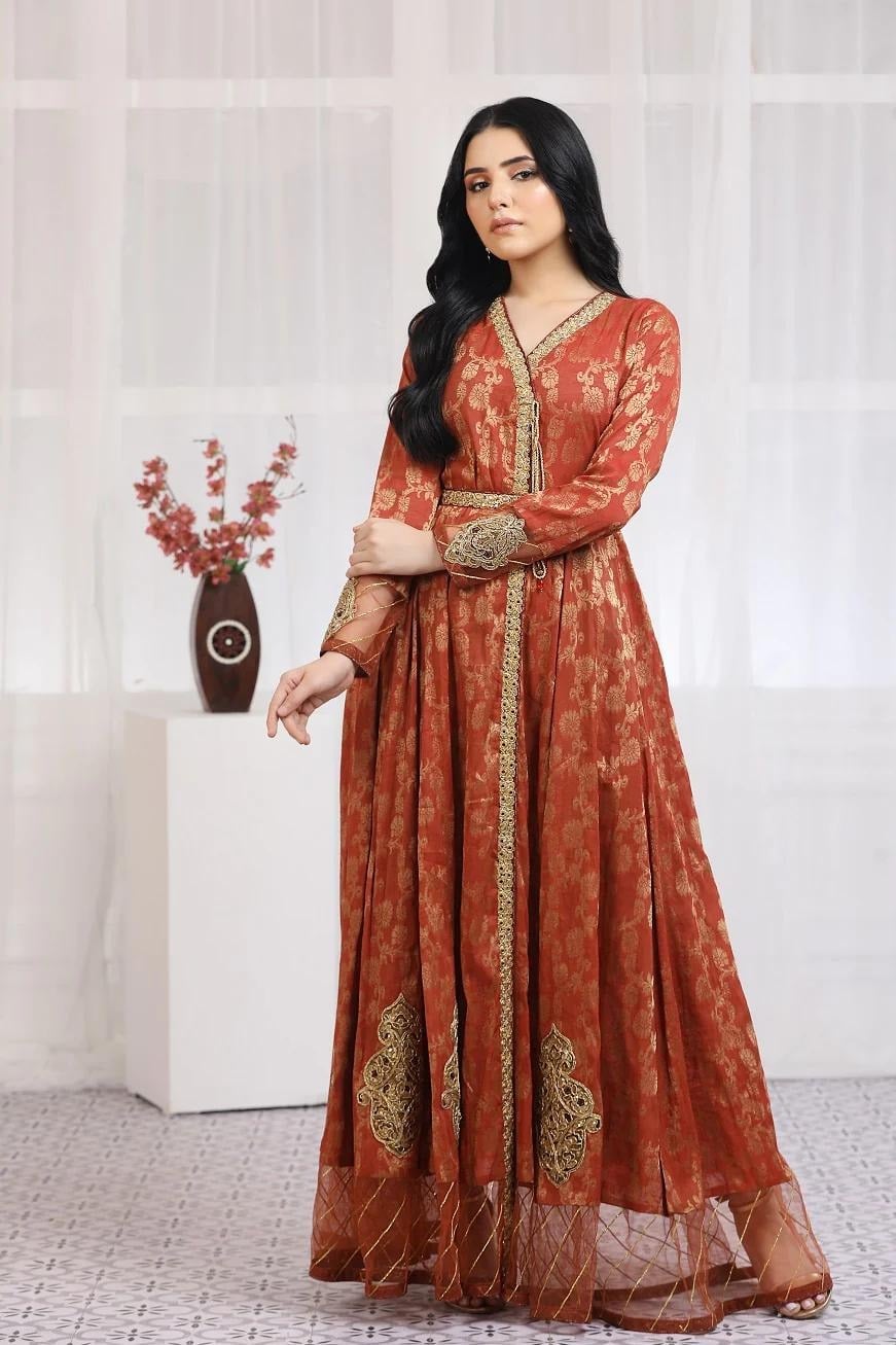 Burnt Orange Dress, Burnt Orange, size S — NK-001