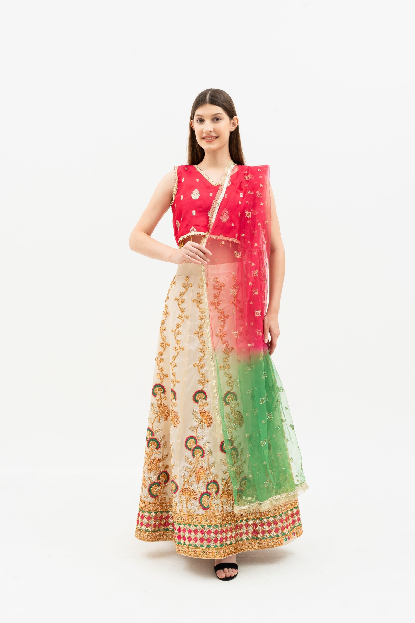Red & Green Lehenga JS-015, Red & Green, size M