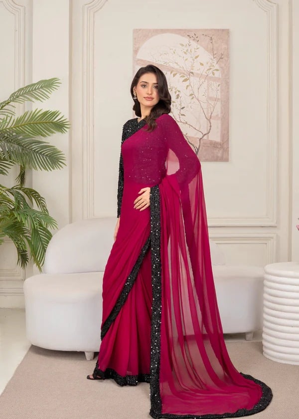 Raspberry Saree TN-001, Raspberry, size L